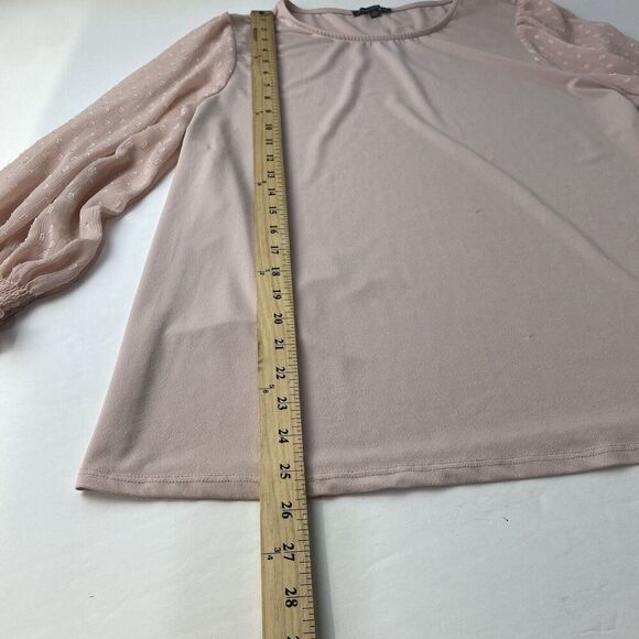 ADRIANNA PAPELL Clip Dot Puff Sleeve Top Pale pink 'Champagne' Blouse Size XL - Picture 9 of 15